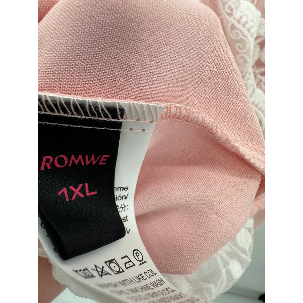 Romwe Pink Floral Lace Babydoll Tank Women Size 1XL Bratz Feminine Coquette - Picture 6 of 7
